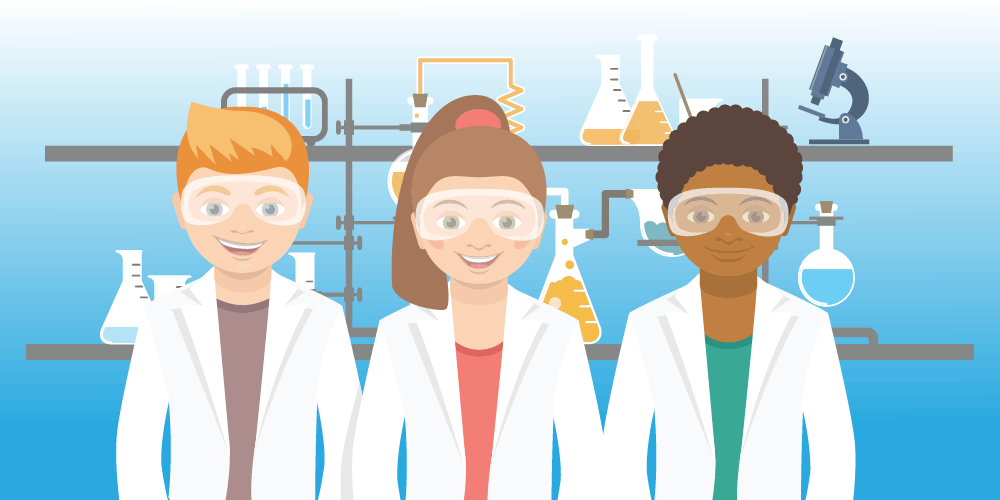 Illustration of Students in the lab.