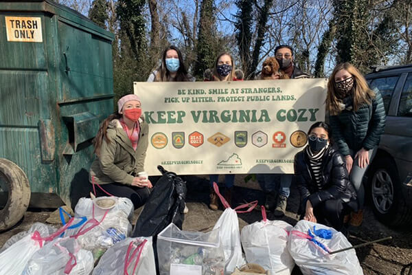 Sustainable Pharmacy Project participants at a Keep Virginia Cozy trash pickup event in February.