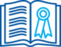icon, open book with award ribbon
