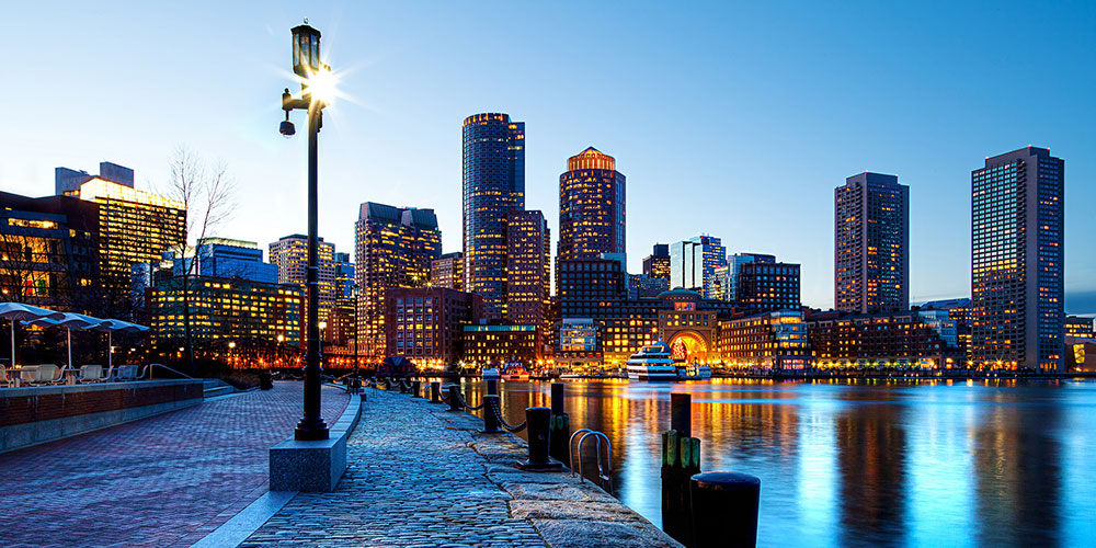 Boston Harbor Skyline at Night
