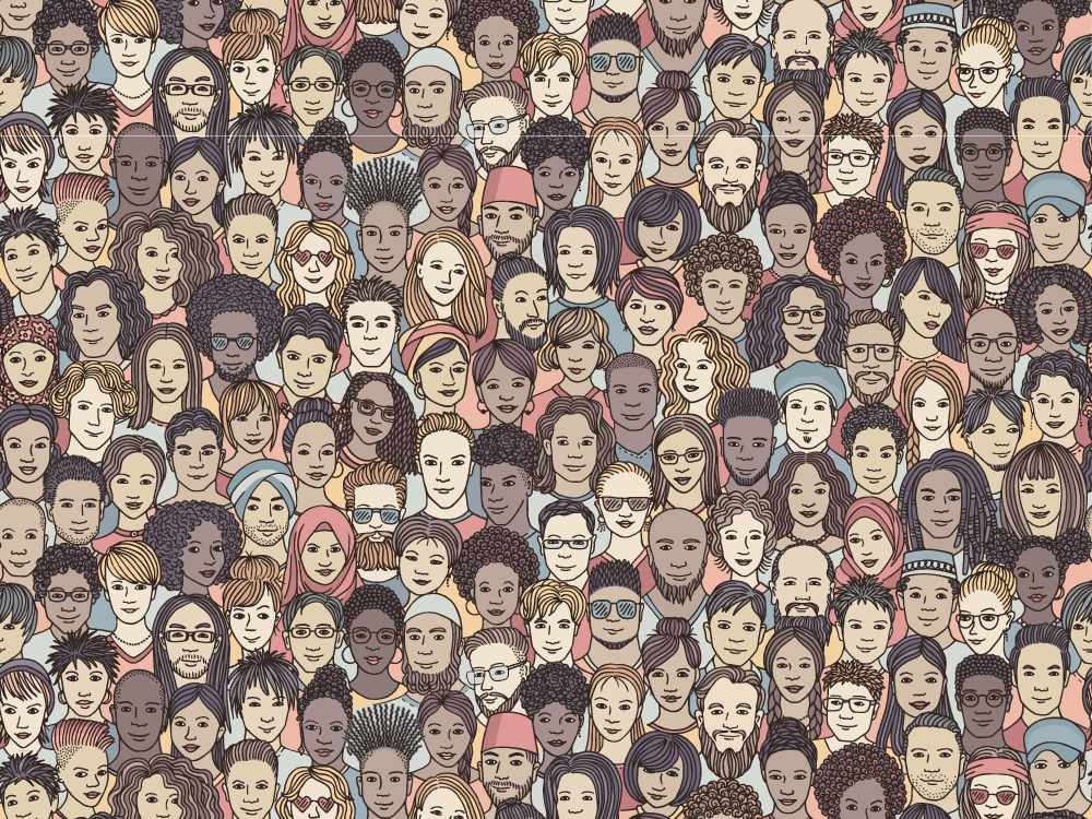 Illustration of a diverse crowd of people.