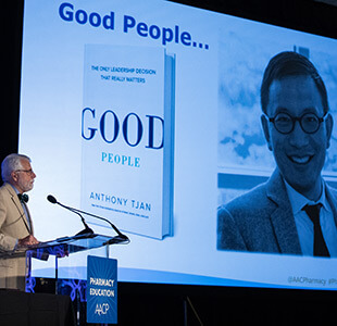 Steve Scott with the book Good People displayed behind him.